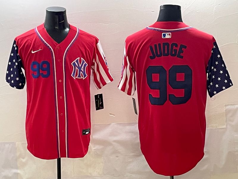 Men New York Yankees 99 Judge Red a generation of national flags Jointly Name 2025 Nike MLB Jersey style 2